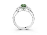 White gold Fancy Green Radiant  Cut Diamond Engagement Ring with Bezel Set Round Side Stones and Prong Setting_52