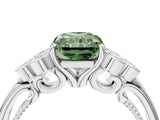 White gold Fancy Green Radiant  Cut Diamond Engagement Ring with Bezel Set Round Side Stones and Prong Setting_53