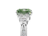 White gold Fancy Green Radiant  Cut Diamond Engagement Ring with Bezel Set Round Side Stones and Prong Setting_54