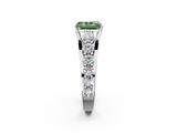 White gold Fancy Green Radiant  Cut Diamond Engagement Ring with Pavé Band and Four-Prong Setting_5