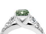 White gold Fancy Green Radiant  Cut Diamond Engagement Ring with Pavé Band and Four-Prong Setting_7