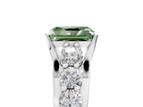 White gold Fancy Green Radiant  Cut Diamond Engagement Ring with Pavé Band and Four-Prong Setting_8