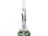 White gold Fancy Green Radiant Cut Diamond Engagement Ring with Side Stone Accents and Four-Prong Setting_108