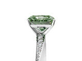 White gold Fancy Green Radiant Cut Diamond Engagement Ring with Side Stone Accents and Four-Prong Setting_113