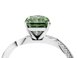 White gold Fancy Green Radiant Cut Diamond Engagement Ring with Side Stone Accents and Four-Prong Setting_28