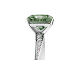 White gold Fancy Green Radiant Cut Diamond Engagement Ring with Side Stone Accents and Four-Prong Setting_29