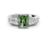 White gold Fancy Green Radiant  Cut Diamond Five-Stone Prong Set White Gold Ring_32