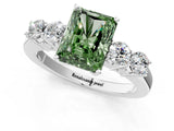 White gold Fancy Green Radiant  Cut Diamond Five-Stone Prong Set White Gold Ring_33