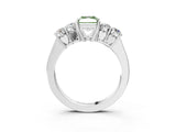 White gold Fancy Green Radiant  Cut Diamond Five-Stone Prong Set White Gold Ring_35