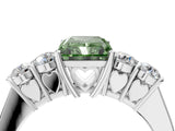 White gold Fancy Green Radiant  Cut Diamond Five-Stone Prong Set White Gold Ring_36