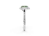 White gold Fancy Green Radiant  Cut Diamond Floral Halo Engagement Ring with Pavé Band and Prong Setting_68