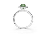 White gold Fancy Green Radiant  Cut Diamond Floral Halo Engagement Ring with Pavé Band and Prong Setting_69