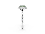 White gold Fancy Green Radiant  Cut Diamond Floral Halo Engagement Ring with Pavé Band and Prong Setting_79