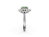 White gold Fancy Green Radiant  Cut Diamond Floral Halo Pave Band with Prong Setting_39
