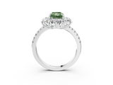 White gold Fancy Green Radiant  Cut Diamond Floral Halo Pave Band with Prong Setting_40