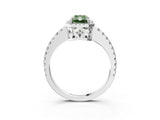 White gold Fancy Green Radiant Cut Diamond Halo Engagement Ring with Pavé Band and Prong Setting_42