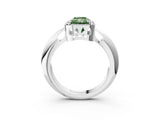 White gold Fancy Green Radiant  Cut Diamond Halo Engagement Ring with Split Shank and Four-Prong Setting_179