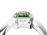 White gold Fancy Green Radiant  Cut Diamond Halo Engagement Ring with Split Shank and Four-Prong Setting_180