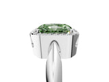 White gold Fancy Green Radiant  Cut Diamond Halo Engagement Ring with Split Shank and Four-Prong Setting_181