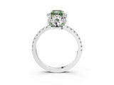 White gold Fancy Green Radiant Cut Diamond Halo Pave Band with Four-Prong Setting_6