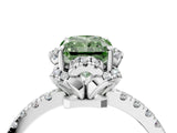 White gold Fancy Green Radiant Cut Diamond Halo Pave Band with Four-Prong Setting_7