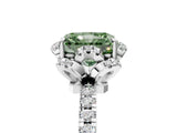 White gold Fancy Green Radiant Cut Diamond Halo Pave Band with Four-Prong Setting_8