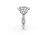 White gold Fancy Green Radiant Cut Diamond Halo Ring with Pavé Band and Four-Prong Setting_72