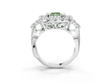 White gold Fancy Green Radiant Cut Diamond Halo Ring with Pavé Band and Four-Prong Setting_73