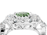 White gold Fancy Green Radiant Cut Diamond Halo Ring with Pavé Band and Four-Prong Setting_74