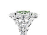 White gold Fancy Green Radiant Cut Diamond Halo Ring with Pavé Band and Four-Prong Setting_74