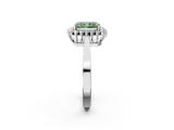 White gold Fancy Green Radiant  Cut Diamond Halo Ring with Round Brilliant Halo and Solitaire Band_88