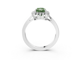 White gold Fancy Green Radiant  Cut Diamond Halo Ring with Round Brilliant Halo and Solitaire Band_89
