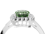 White gold Fancy Green Radiant  Cut Diamond Halo Ring with Round Brilliant Halo and Solitaire Band_91