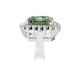 White gold Fancy Green Radiant  Cut Diamond Halo Ring with Round Brilliant Halo and Solitaire Band_92