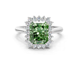 White gold Fancy Green Radiant  Cut Diamond Halo Ring with Solitaire Band and Prong Setting_53