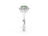 White gold Fancy Green Radiant  Cut Diamond Halo Ring with Solitaire Band and Prong Setting_55