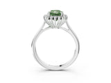 White gold Fancy Green Radiant  Cut Diamond Halo Ring with Solitaire Band and Prong Setting_56