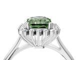 White gold Fancy Green Radiant  Cut Diamond Halo Ring with Solitaire Band and Prong Setting_57