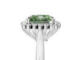 White gold Fancy Green Radiant  Cut Diamond Halo Ring with Solitaire Band and Prong Setting_58
