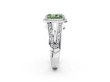 White gold Fancy Green Radiant Cut Diamond Halo Ring with Split Shank Pavé Band and Four-Prong Setting_38