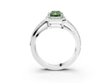 White gold Fancy Green Radiant Cut Diamond Halo Ring with Split Shank Pavé Band and Four-Prong Setting_39