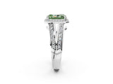 White gold Fancy Green Radiant Cut Diamond Halo Ring with Split Shank Pavé Band and Four-Prong Setting_62