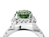 White gold Fancy Green Radiant Cut Diamond Halo Ring with Split Shank Pavé Band and Prong Setting_83