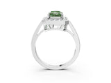 White gold Fancy Green Radiant Cut Diamond Halo Ring with Split Shank and Four-Prong Setting_68
