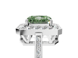White gold Fancy Green Radiant Cut Diamond Halo Ring with Split Shank and Four-Prong Setting_75