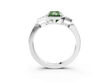 White gold Fancy Green Radiant Cut Diamond Halo Ring with Tapered Band and Four-Prong Setting_22
