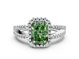 White gold Fancy Green Radiant Cut Diamond Halo Split Shank Engagement Ring_51
