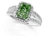 White gold Fancy Green Radiant Cut Diamond Halo Split Shank Engagement Ring_52