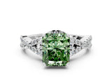 White gold Fancy Green Radiant Cut Diamond  Halo Twist Band Solitaire Prong Setting Ring_12