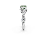 White gold Fancy Green Radiant Cut Diamond  Halo Twist Band Solitaire Prong Setting Ring_14
